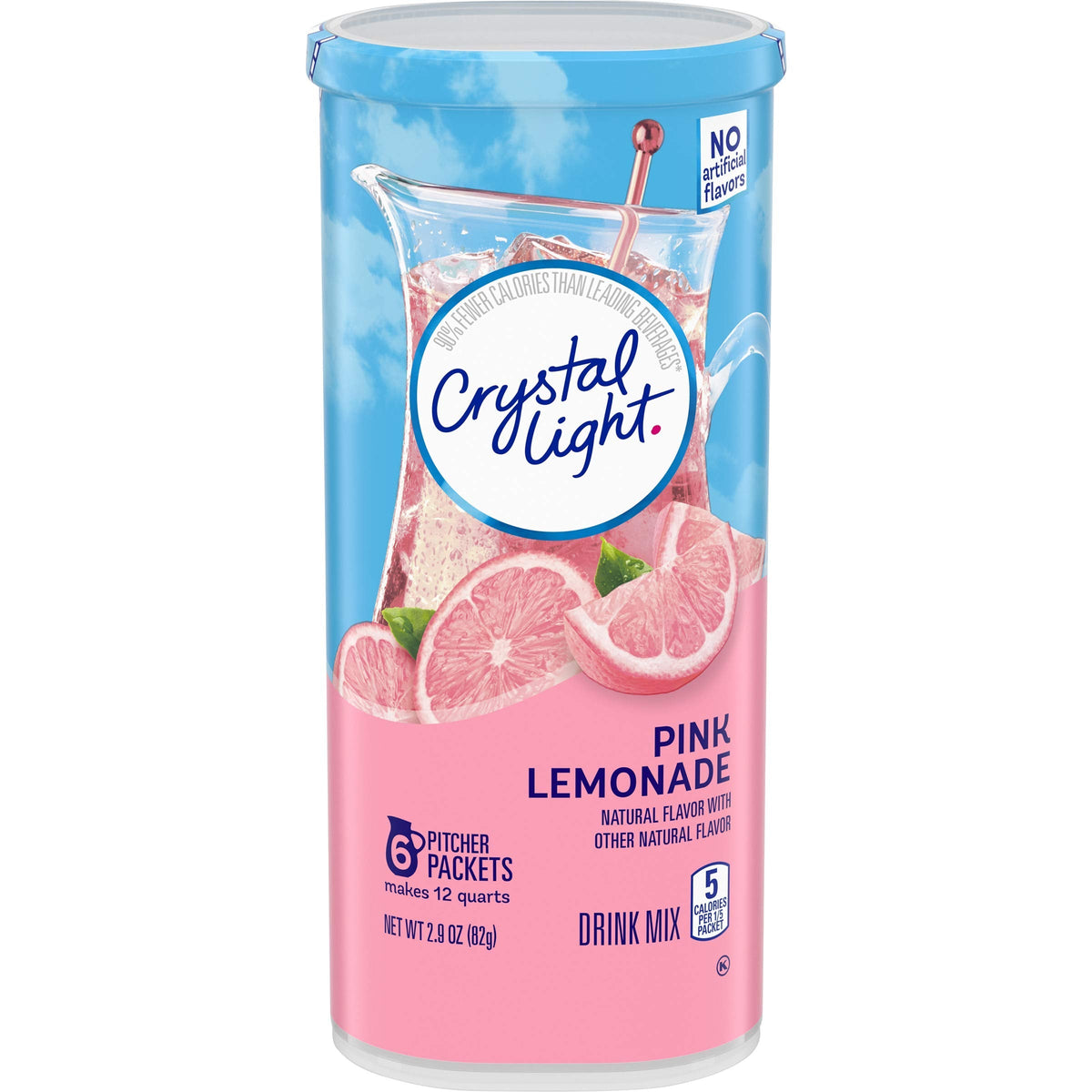 Crystal Light Pink Lemonade Drink Mix – 6 Canisters (12 Quarts Total), Low Calorie & Caffeine Free