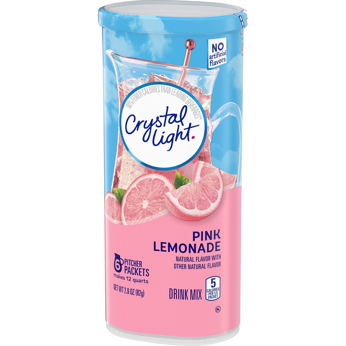 Crystal Light Pink Lemonade Drink Mix – 6 Canisters (12 Quarts Total), Low Calorie & Caffeine Free