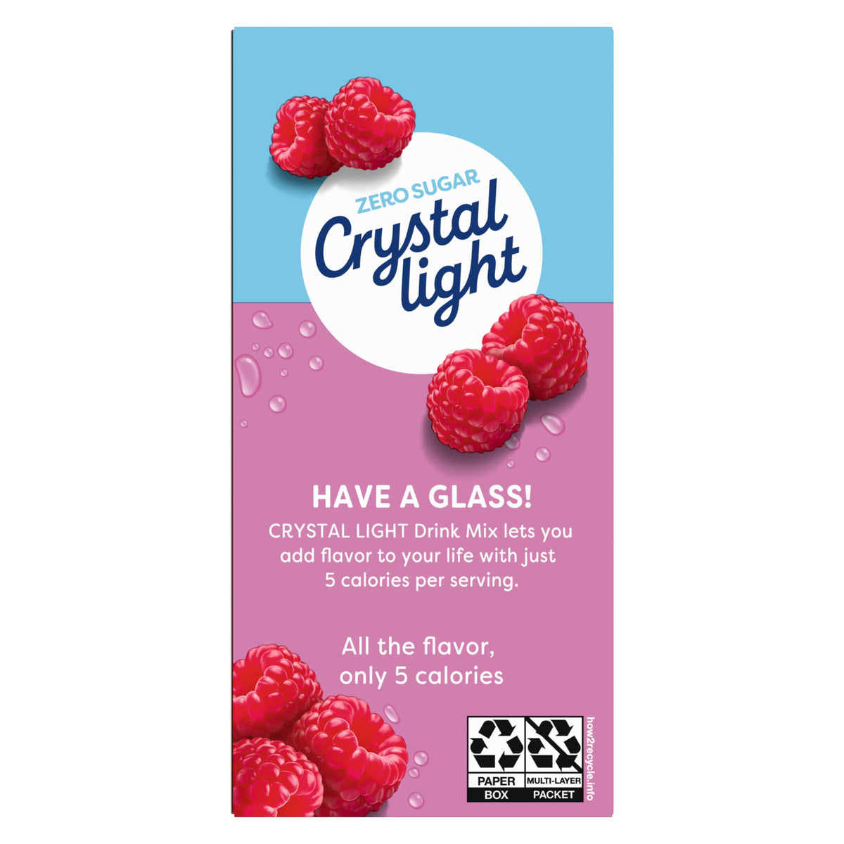Crystal Light Raspberry Ice On-The-Go Drink Mix — 50 Pack (10-Pack Box x5)