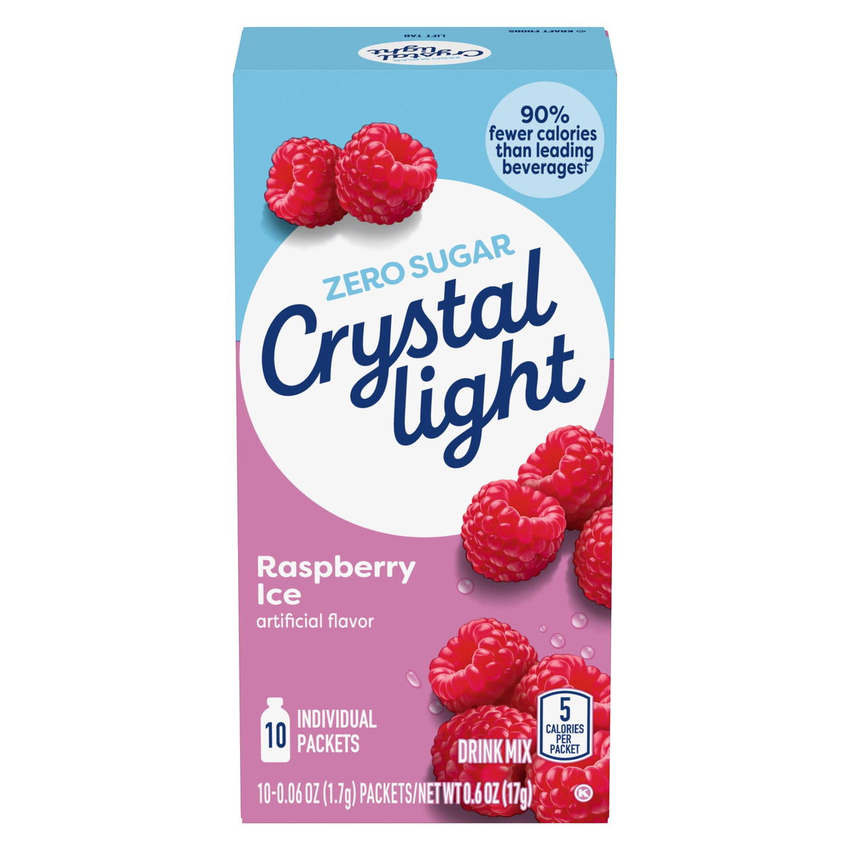 Crystal Light Raspberry Ice On-The-Go Drink Mix — 50 Pack (10-Pack Box x5)