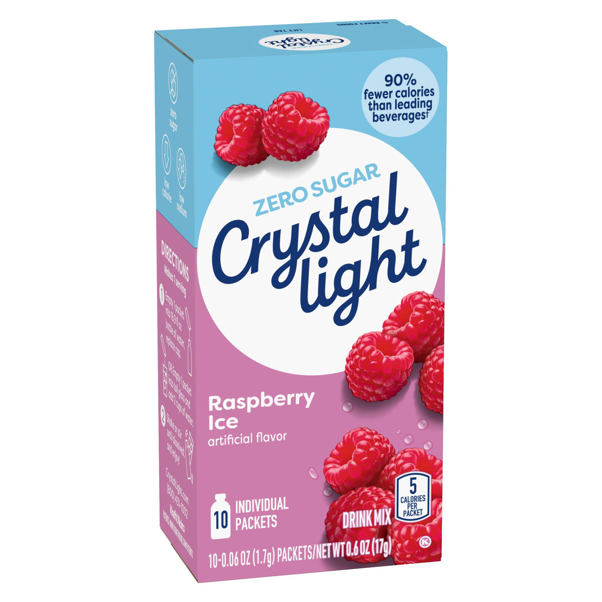 Crystal Light Raspberry Ice On-The-Go Drink Mix — 50 Pack (10-Pack Box x5)