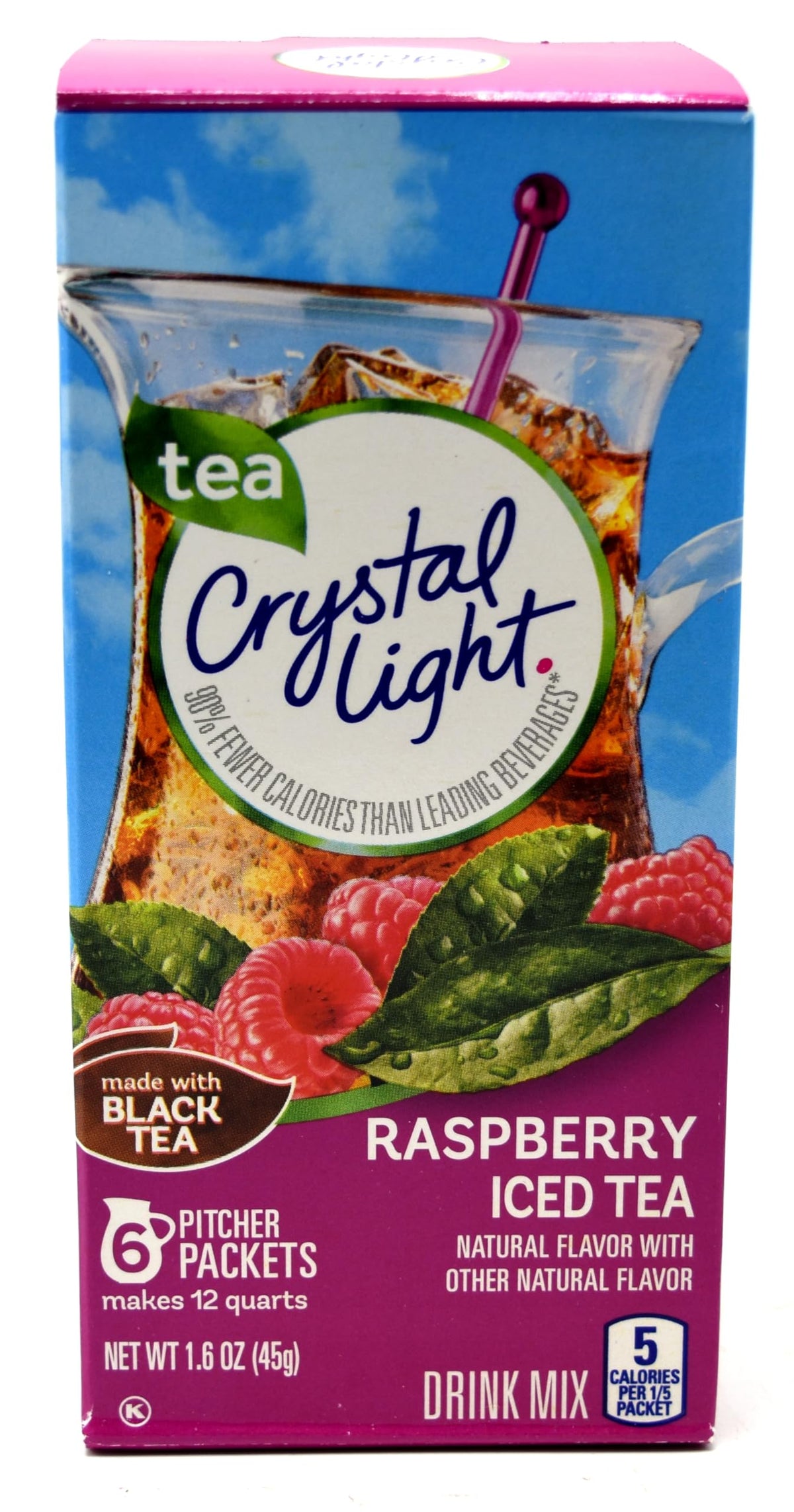 Crystal Light Raspberry Iced Tea Drink Mix – Pack of 5 (12 Quarts per Canister), 5 Calories per 8 oz