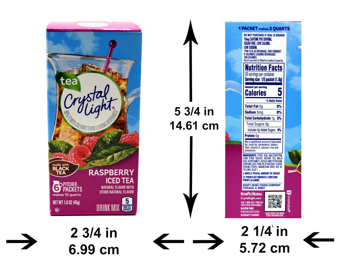 Crystal Light Raspberry Iced Tea Drink Mix – Pack of 5 (12 Quarts per Canister), 5 Calories per 8 oz