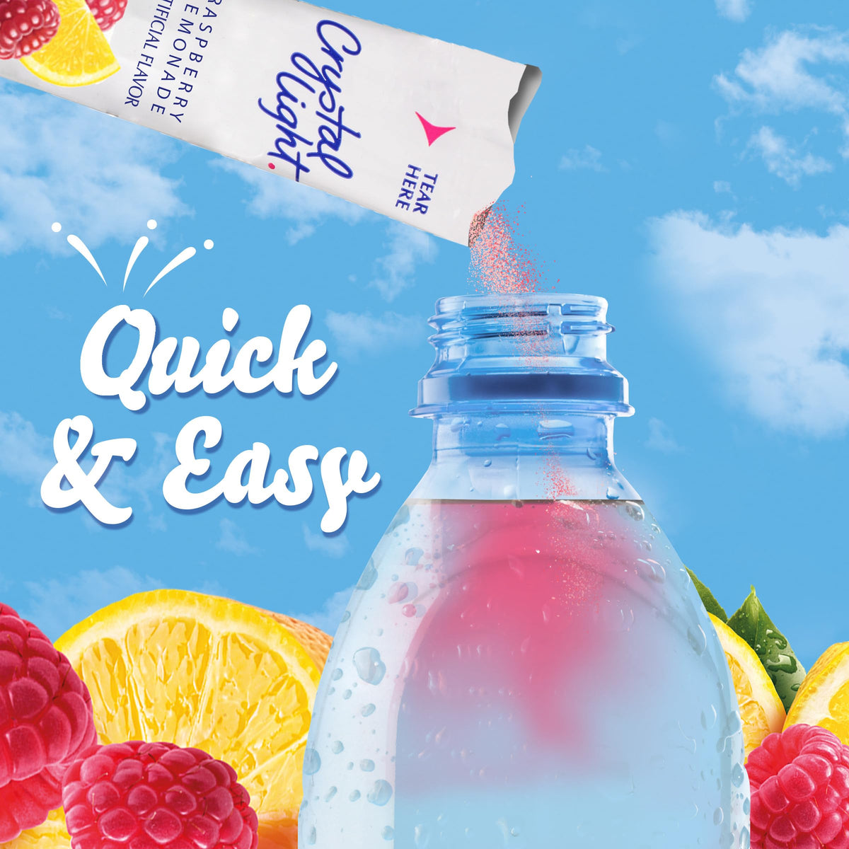 Crystal Light Raspberry Lemonade On-The-Go Drink Mix — 120 Pack Case, Zero Sugar, 10 Calories