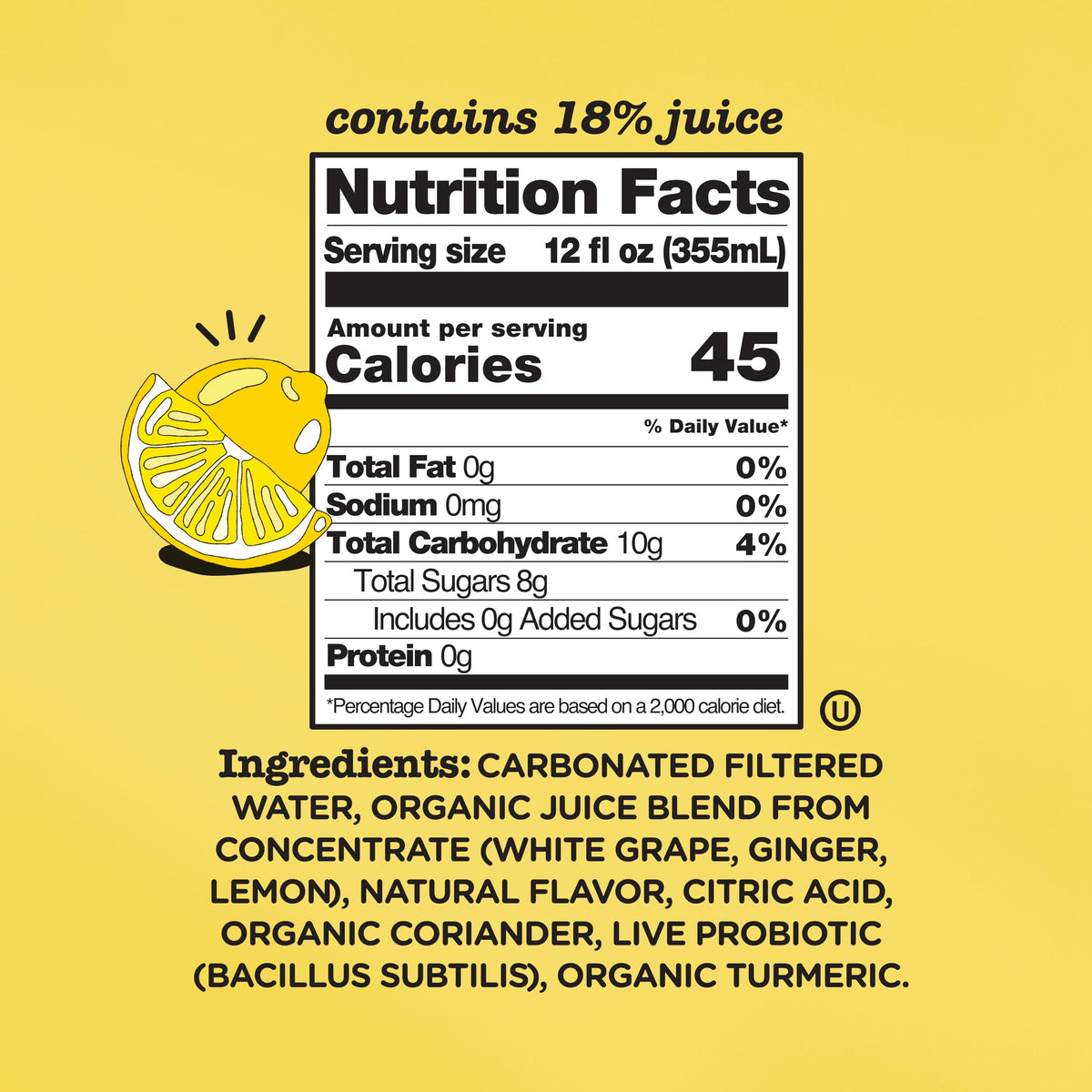 Culture Pop Ginger Lemon Turmeric Probiotic Soda – Low Sugar, No Stevia, 12-Pack (144 fl oz)