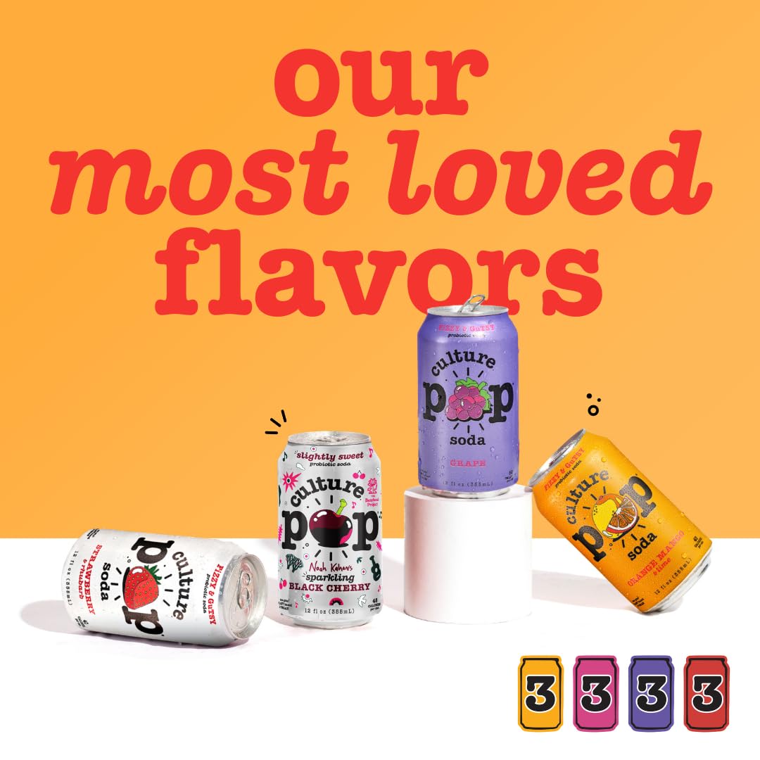 Culture Pop Soda – Most Loved Variety Pack, Probiotic Low Sugar Soda