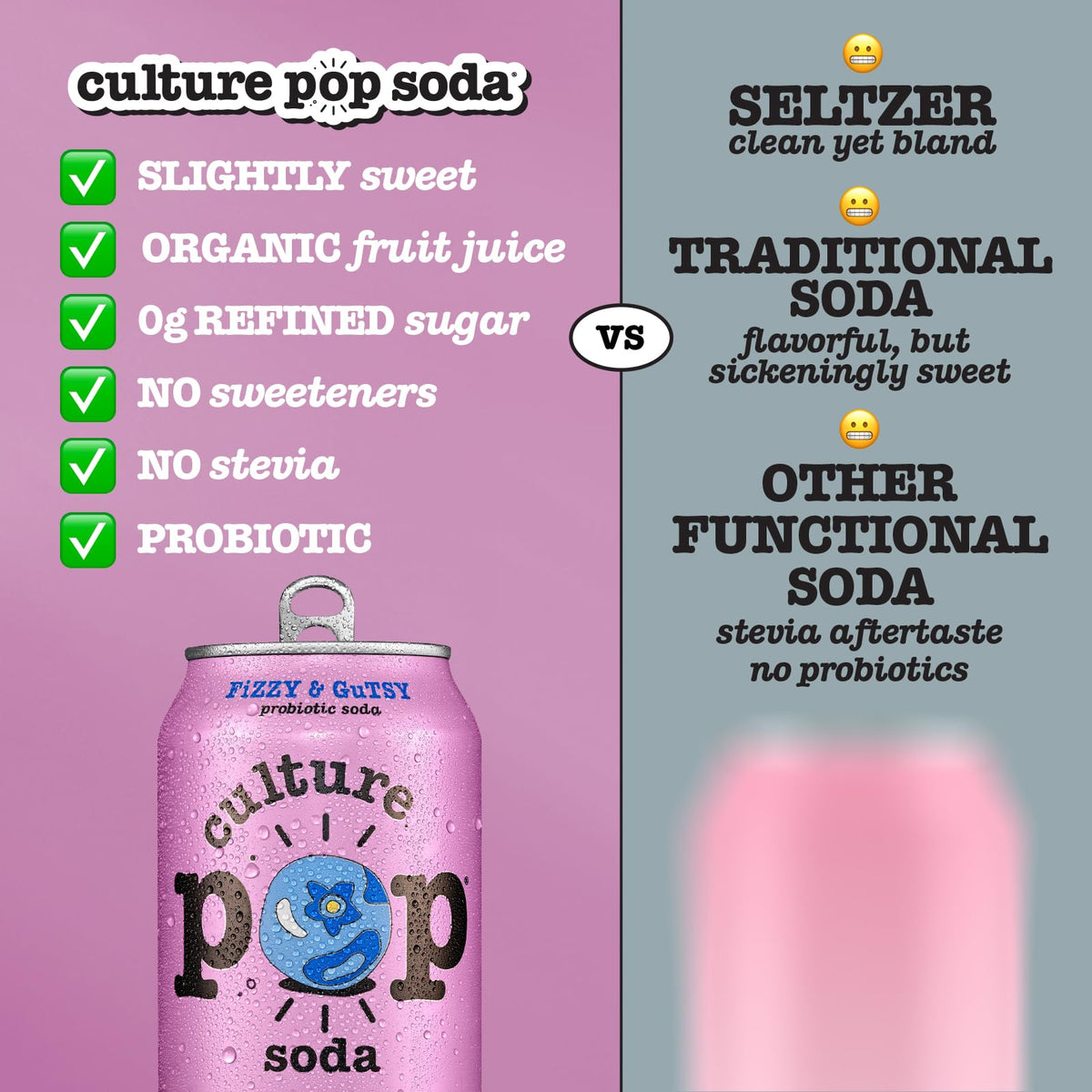 Culture Pop Soda — Wild Berries & Lime | Probiotic Low-Sugar Sparkling Juice Alternative (12pk)
