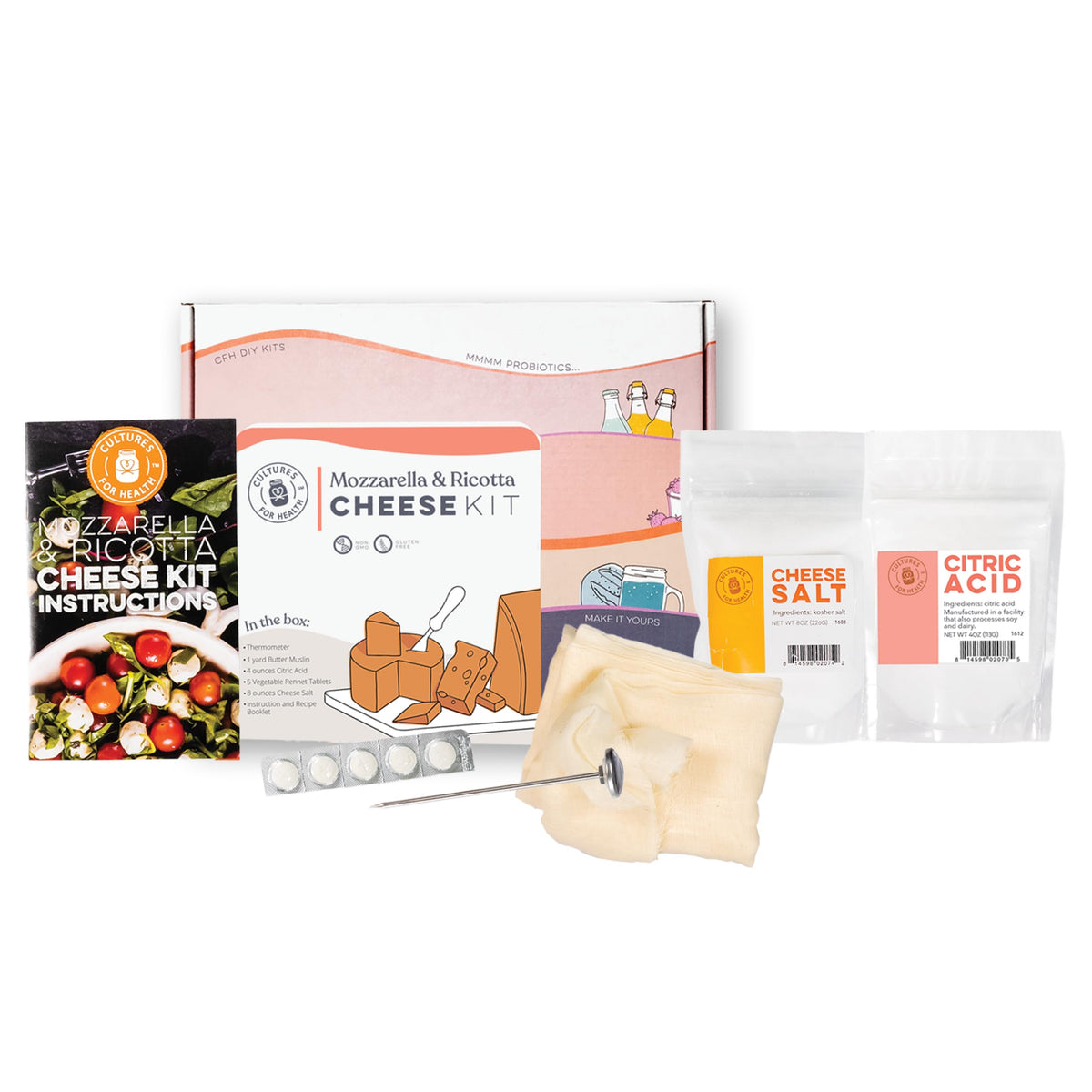 Mozzarella & Ricotta Cheese Making Kit | 5-Piece DIY Set | Cultures For Health