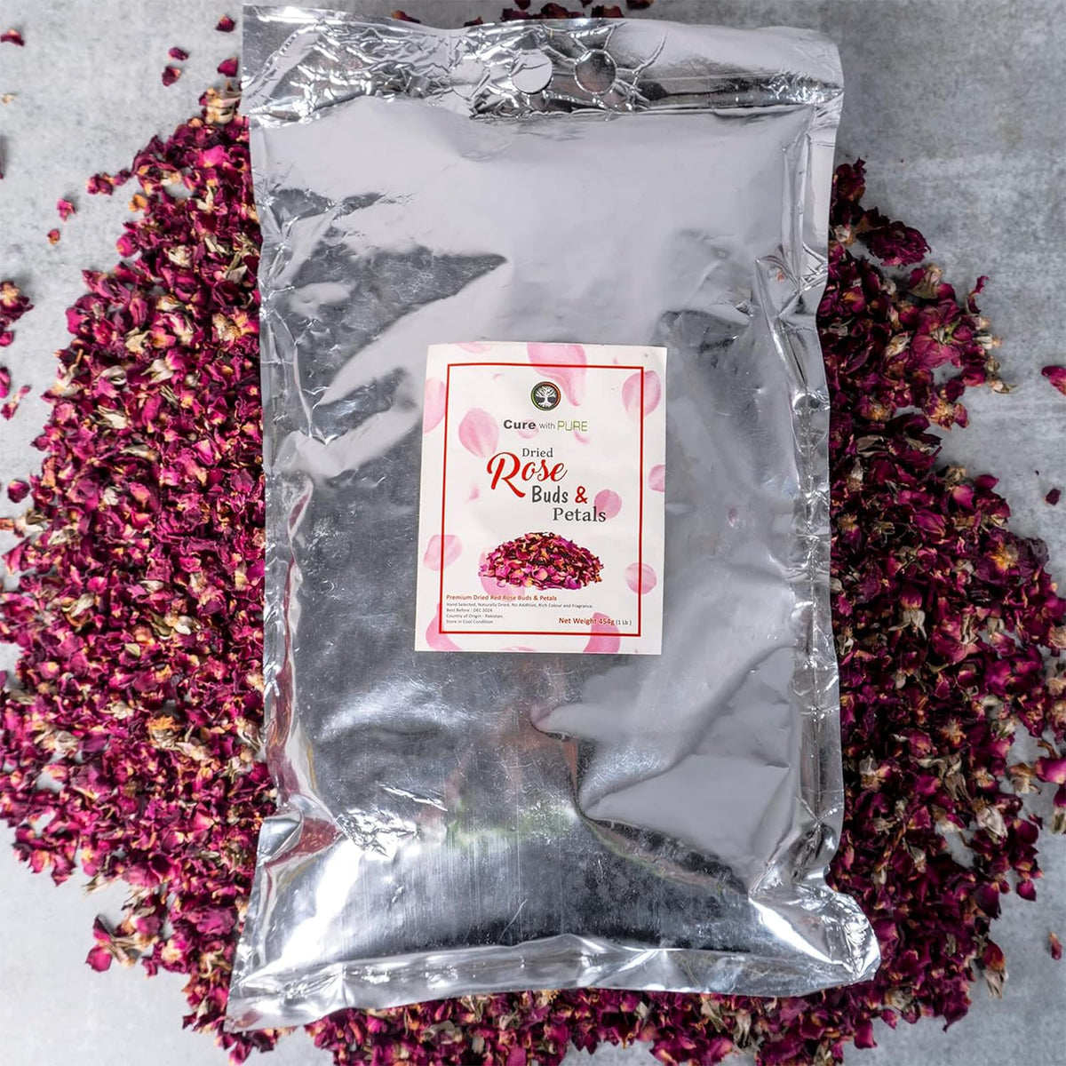 Cure wid Pure Dried Rose Buds & Petals – Edible 1LB, Preservative-Free
