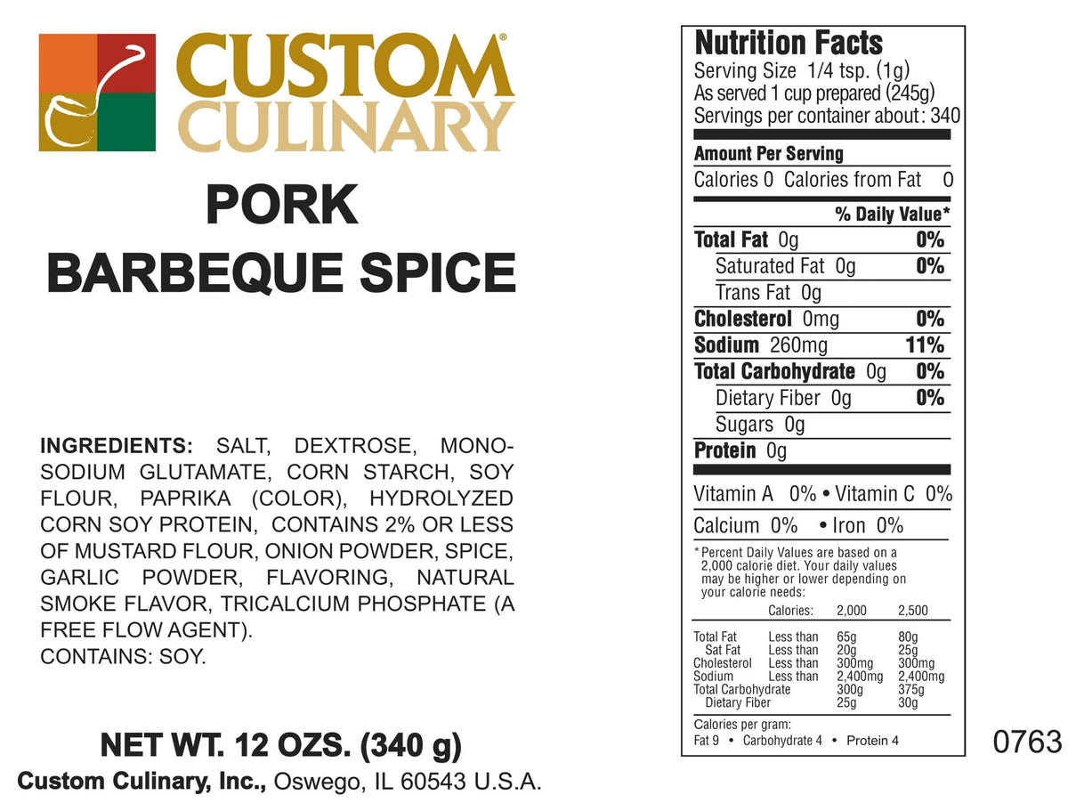 Custom Culinary Pork Barbeque Spice, 12 Ounce – Versatile Rub for Pork and More