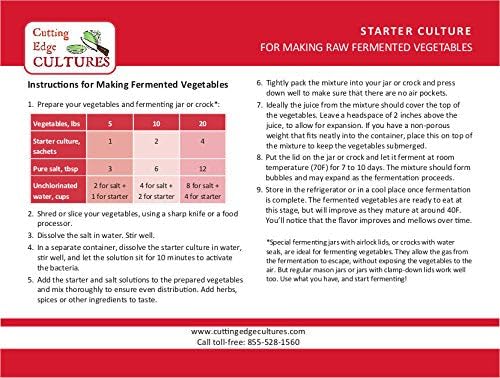 Cutting Edge Cultures Vegetable Starter Culture, 6 Pouches, 12g | Probiotic Fermentation Kit