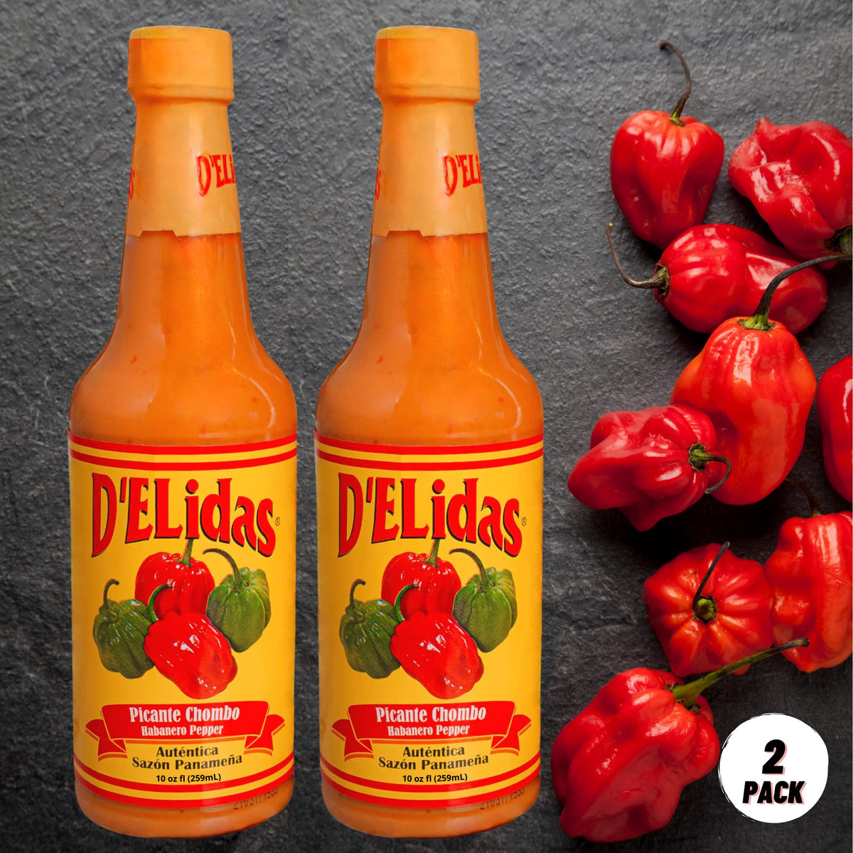D'ELidas Habanero Hot Sauce – Non-GMO, Keto-Friendly Panamanian Pepper (Pack of 2)