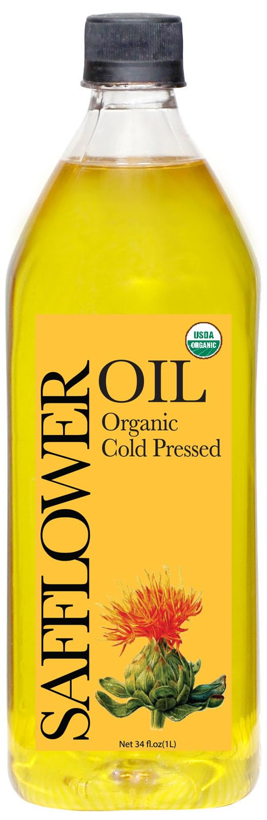 Daana Safflower Oil — USDA Organic, Extra Virgin, Cold Pressed, High Oleic (34 oz)