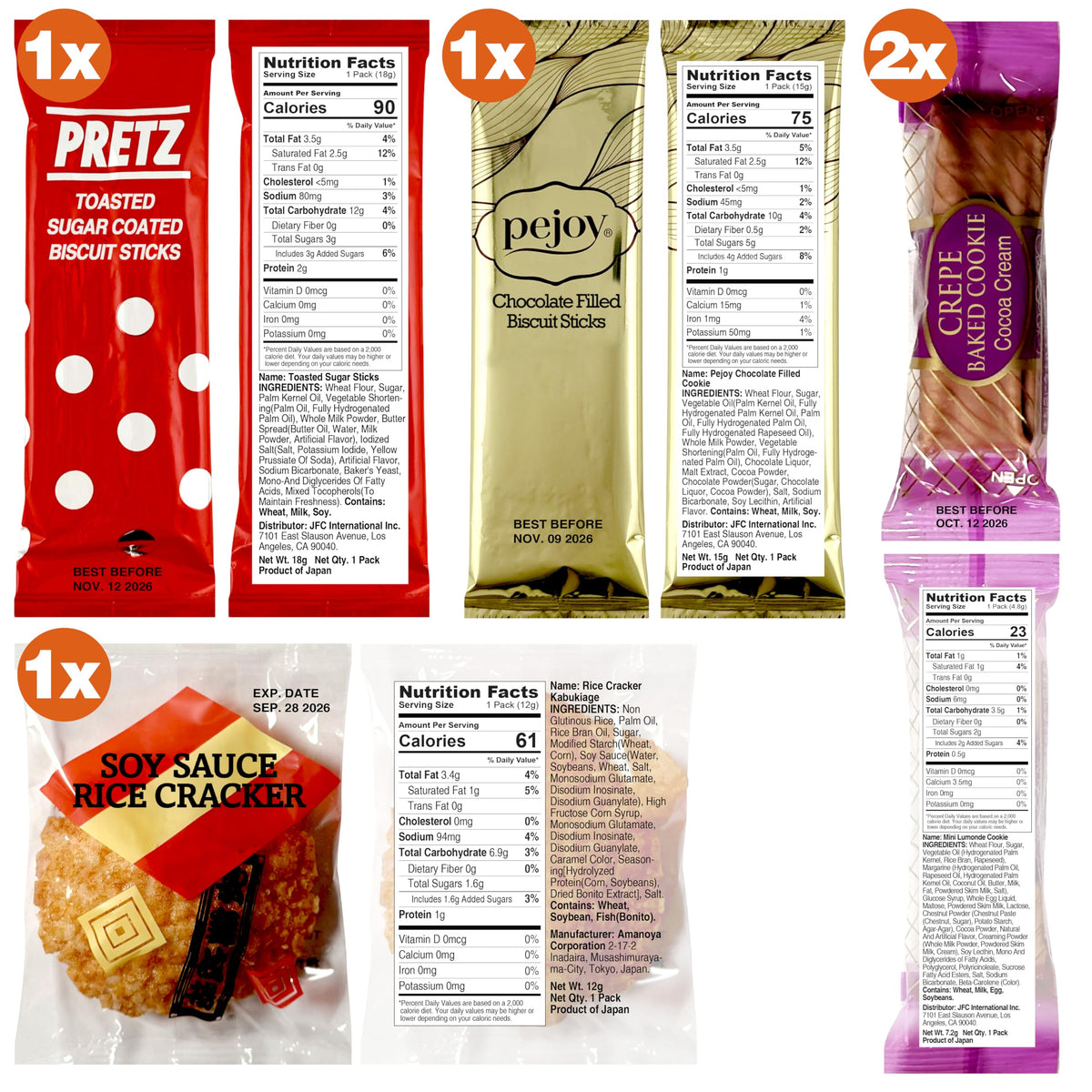 Dagaon 40-Count Japanese Snack Box | Dagashi Variety Pack of Cookies, Chips, Pies, Ramen & Candies
