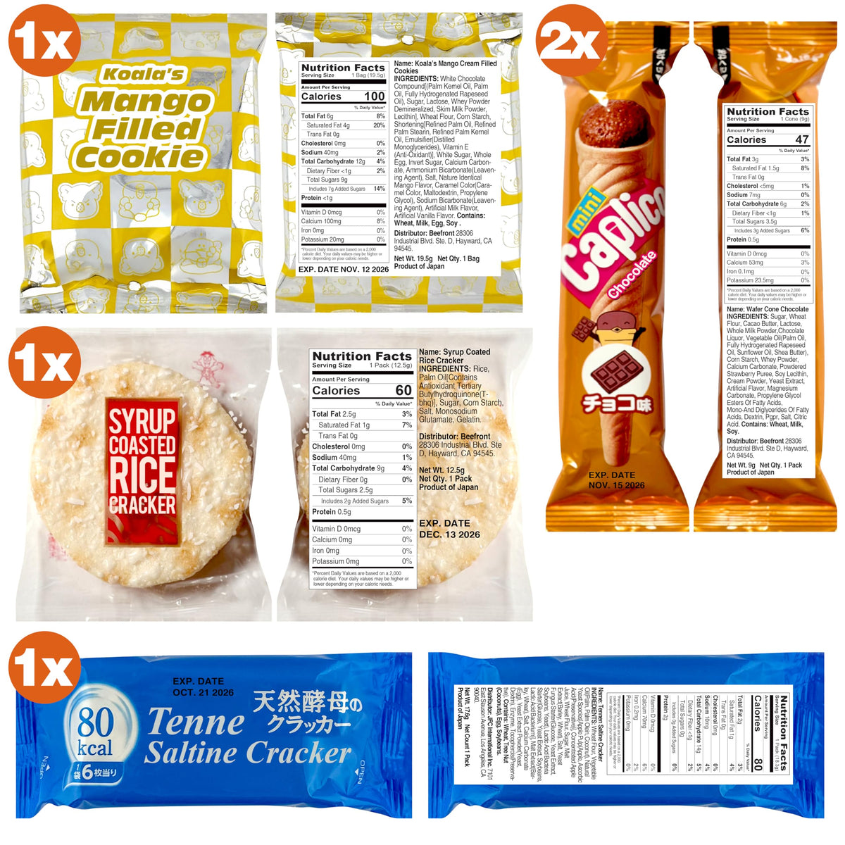 Dagaon 40-Count Japanese Snack Box | Dagashi Variety Pack of Cookies, Chips, Pies, Ramen & Candies