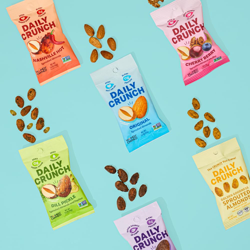 Daily Crunch Sprouted Almonds - Dill Pickle 1.5oz On-The-Go Bags (8 Count)