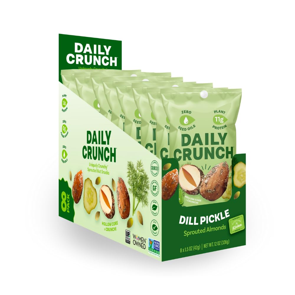 Daily Crunch Sprouted Almonds - Dill Pickle 1.5oz On-The-Go Bags (8 Count)