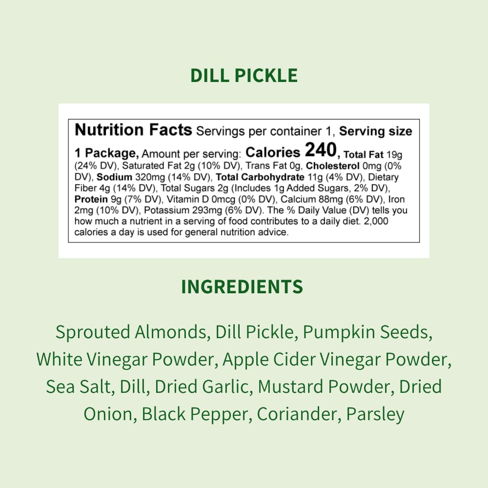 Daily Crunch Sprouted Almonds - Dill Pickle 1.5oz On-The-Go Bags (8 Count)