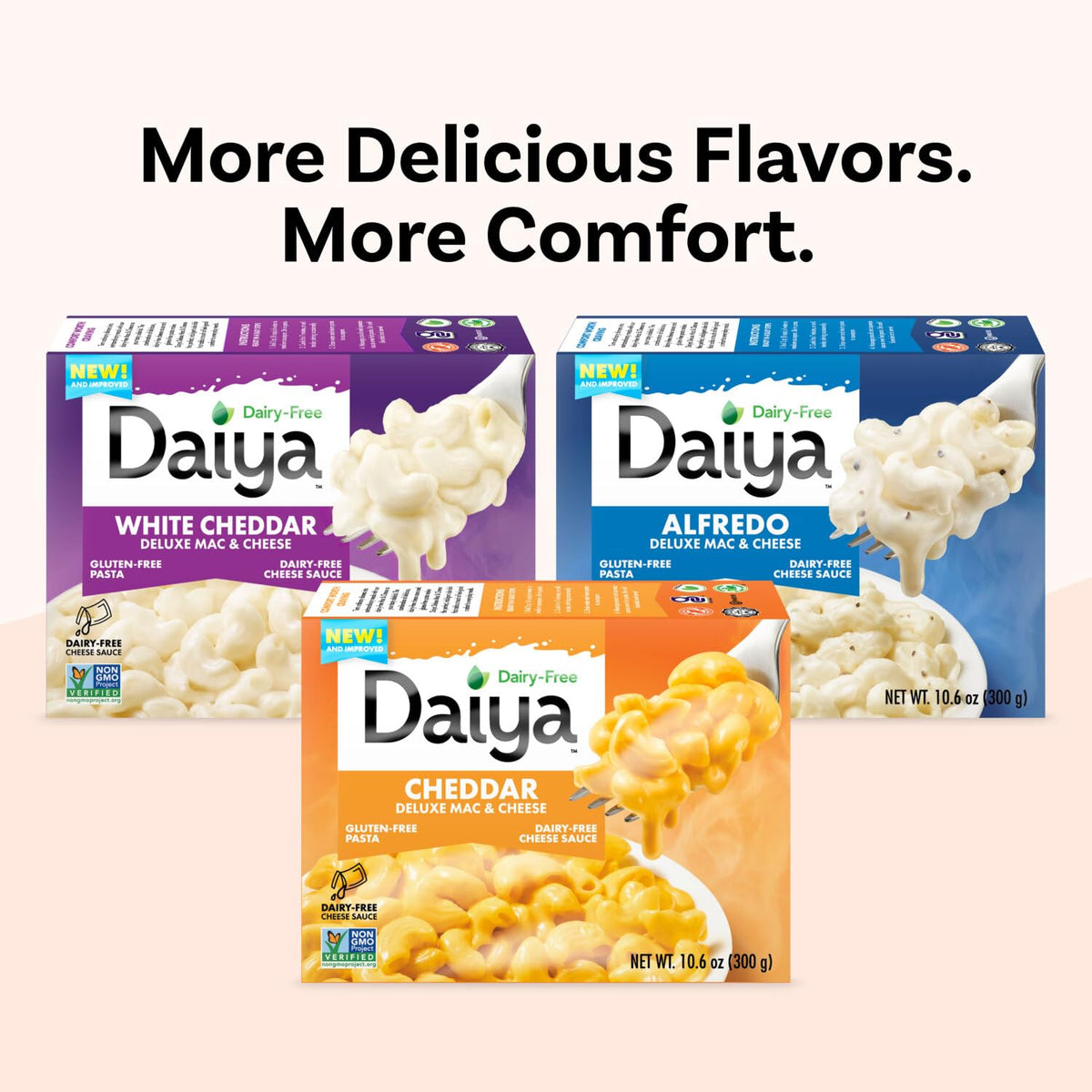 Daiya Dairy Free Gluten Free Cheddar Deluxe Mac & Cheese – Plant-Based Rice Pasta, Pack of 8 (10.6 oz)