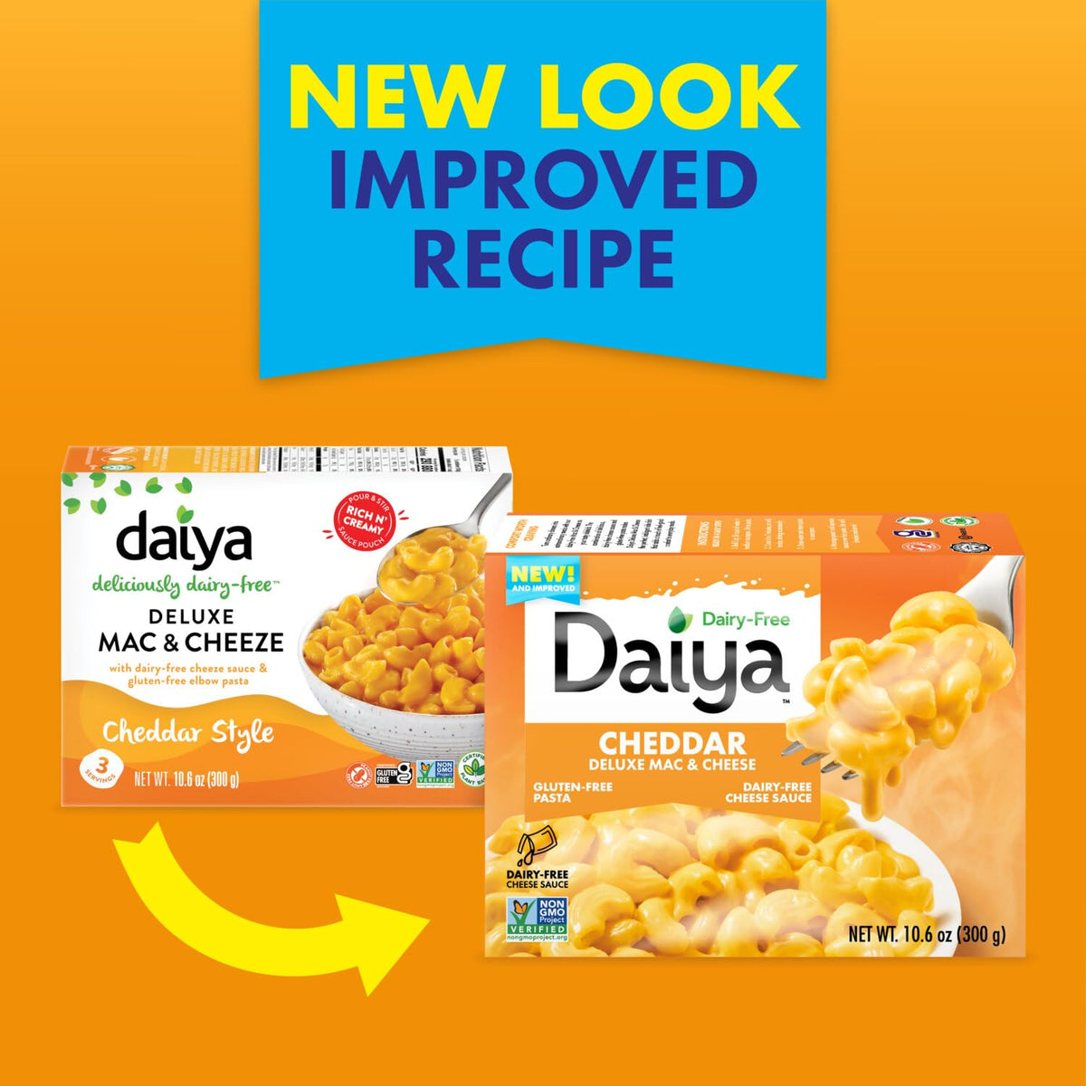 Daiya Dairy Free Gluten Free Cheddar Deluxe Mac & Cheese – Plant-Based Rice Pasta, Pack of 8 (10.6 oz)