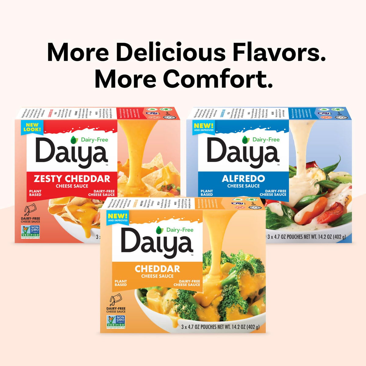 Daiya Dairy Free Zesty Cheddar Sauce – Plant-Based, Creamy Cheese Sauce (14.2 oz Pack of 8)