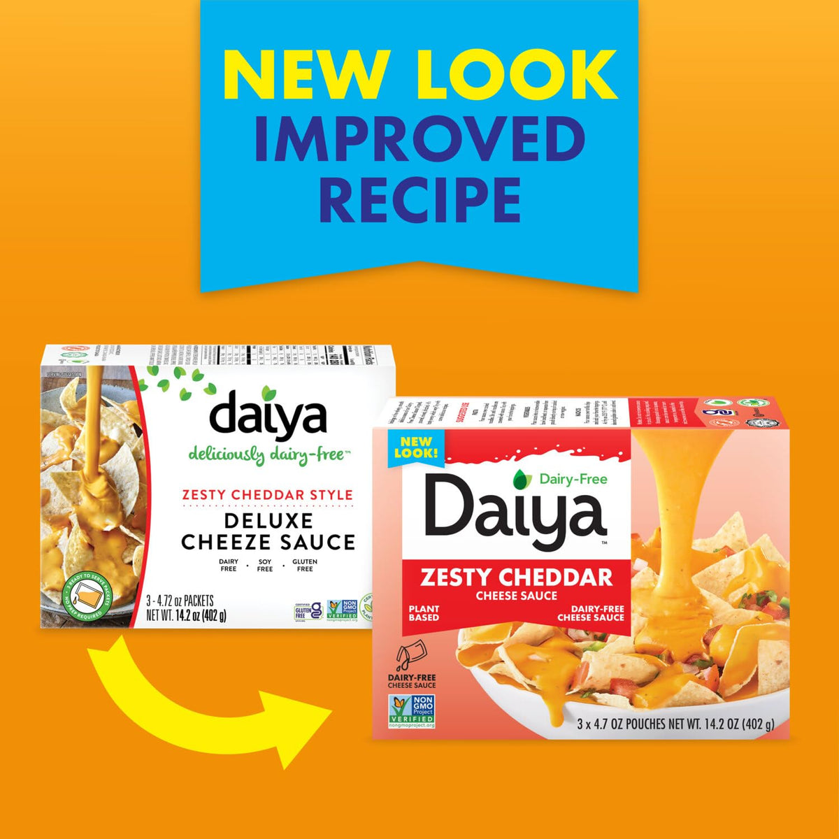 Daiya Dairy Free Zesty Cheddar Sauce – Plant-Based, Creamy Cheese Sauce (14.2 oz Pack of 8)