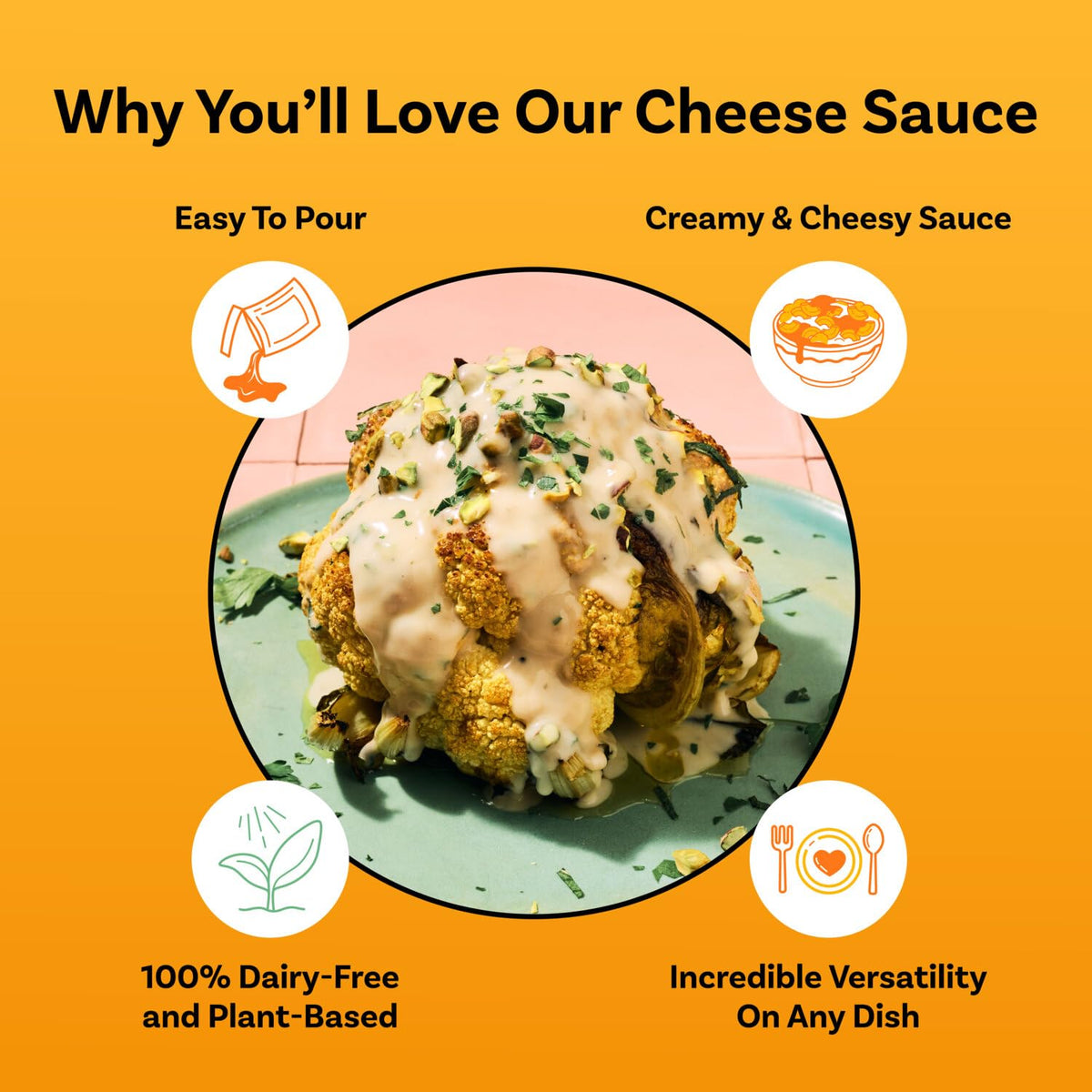 Daiya Dairy Free Zesty Cheddar Sauce – Plant-Based, Creamy Cheese Sauce (14.2 oz Pack of 8)