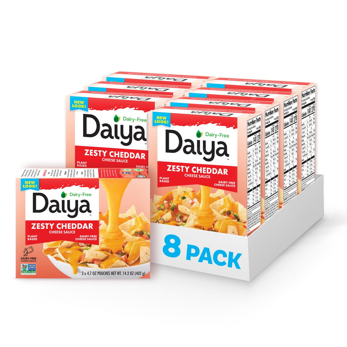 Daiya Dairy Free Zesty Cheddar Sauce – Plant-Based, Creamy Cheese Sauce (14.2 oz Pack of 8)