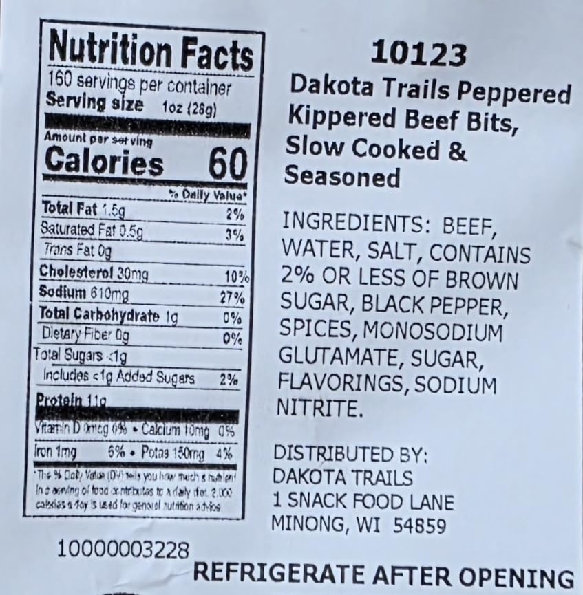 Dakota Trails Peppered Kippered Beef Jerky – 10 lb Bulk Bag