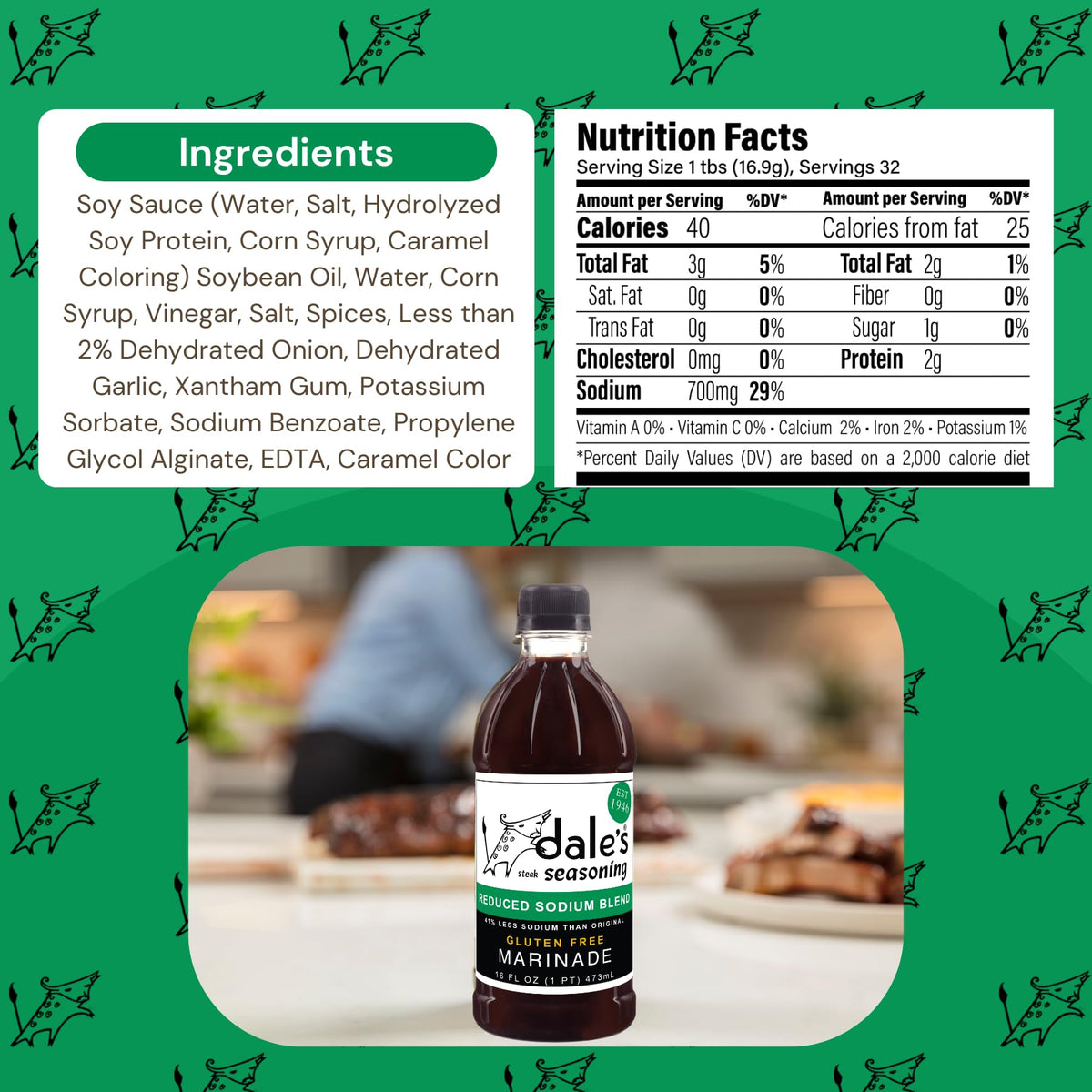 Dales Steak Seasoning – Reduced Sodium, No Cholesterol, Gluten Free | 16 oz Bottle (3 Pack) | Instant Flavor for All Meats