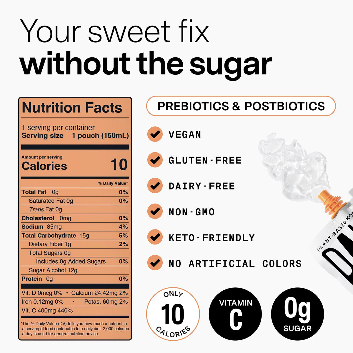 DALLY Peach Drinkable Konjac Jelly – 10 Calorie, Keto + Gluten Free Snack
