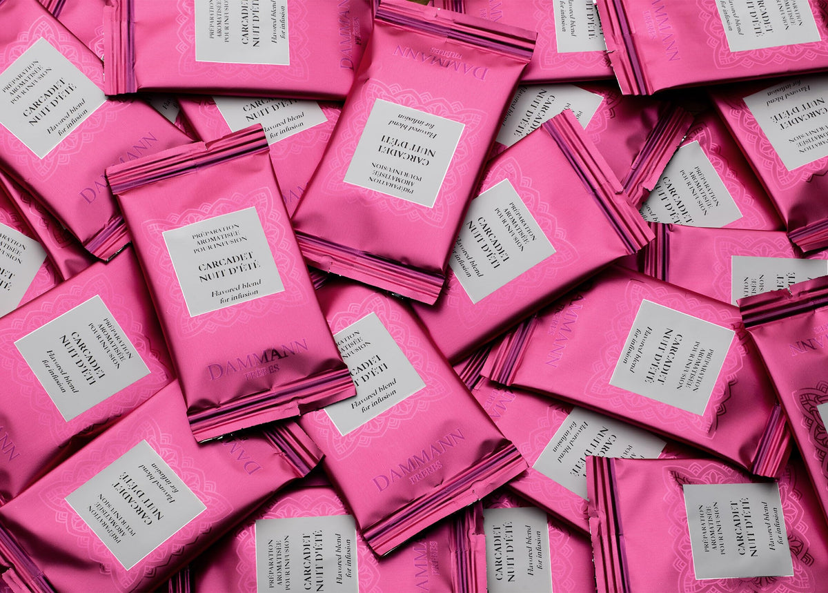 Dammann Freres Nuit d'été Tea Bags – Premium French Hibiscus & Berry Herbal Tea, 24 Ct
