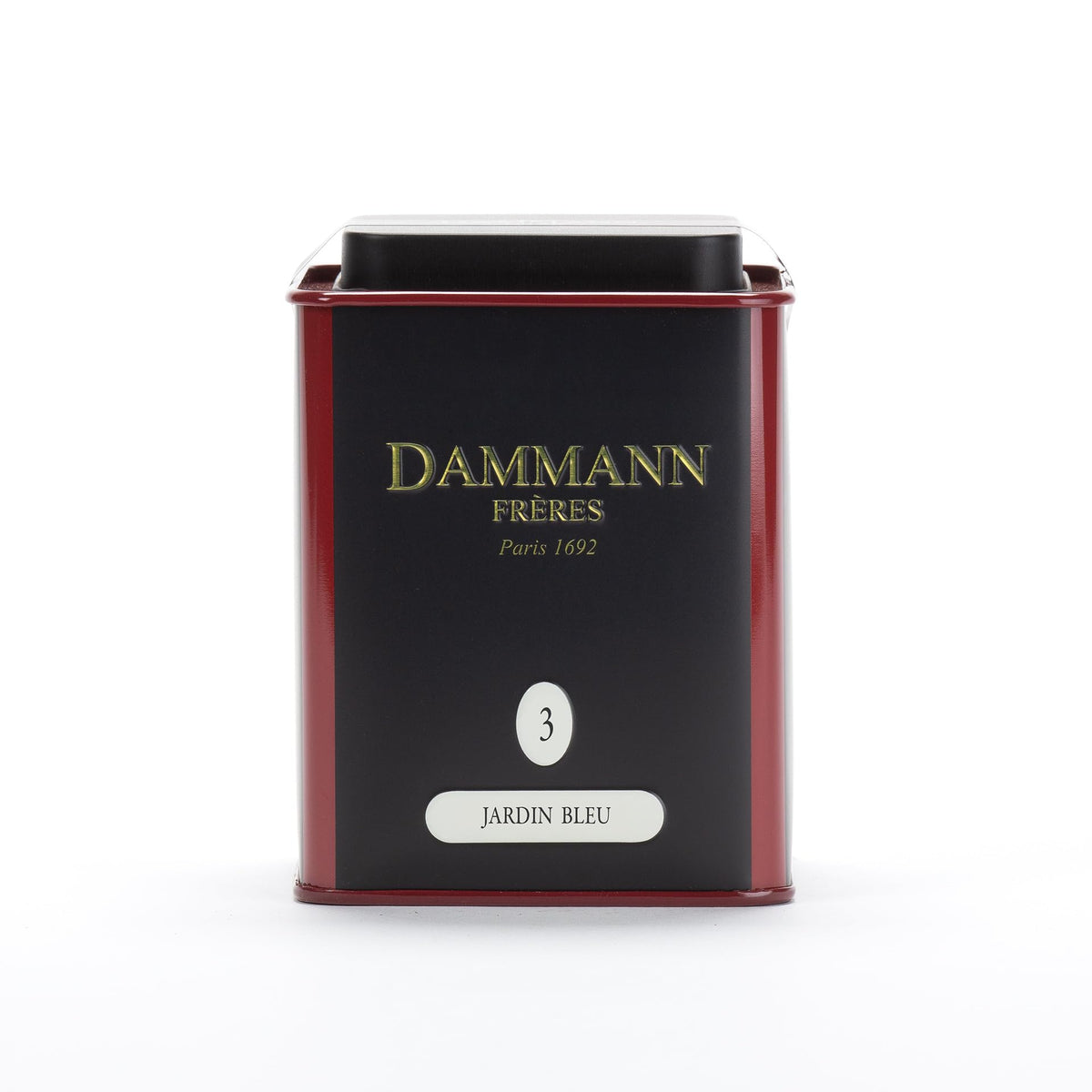 Dammann Freres Jardin Bleu Loose Leaf Black Tea - Strawberry & Rhubarb Flavor, 3.52 oz Tin | Premium Gourmet