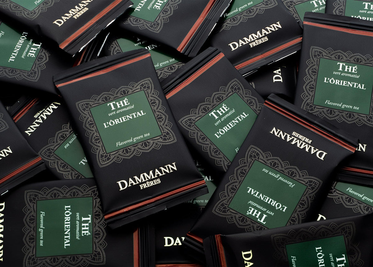Dammann Freres L'Oriental Tea Bags – Premium Green Tea with Passion Fruit, Peach & Strawberry, 24 Sachets