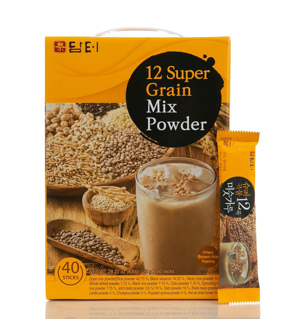 Damtuh Misugaru Powder Drink Mix – 12-Grain Roasted Multigrain, Caffeine-Free, 40 Sticks
