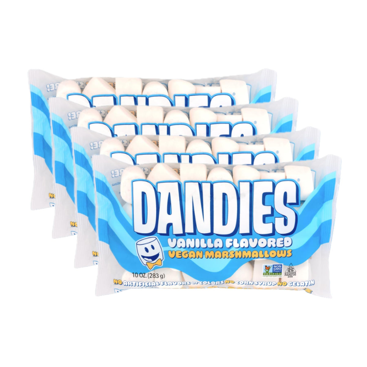 DANDIES Vegan Marshmallows — No Artificial Flavors, Dyes, Corn Syrup, or Gelatin (4 Pack 10 oz)