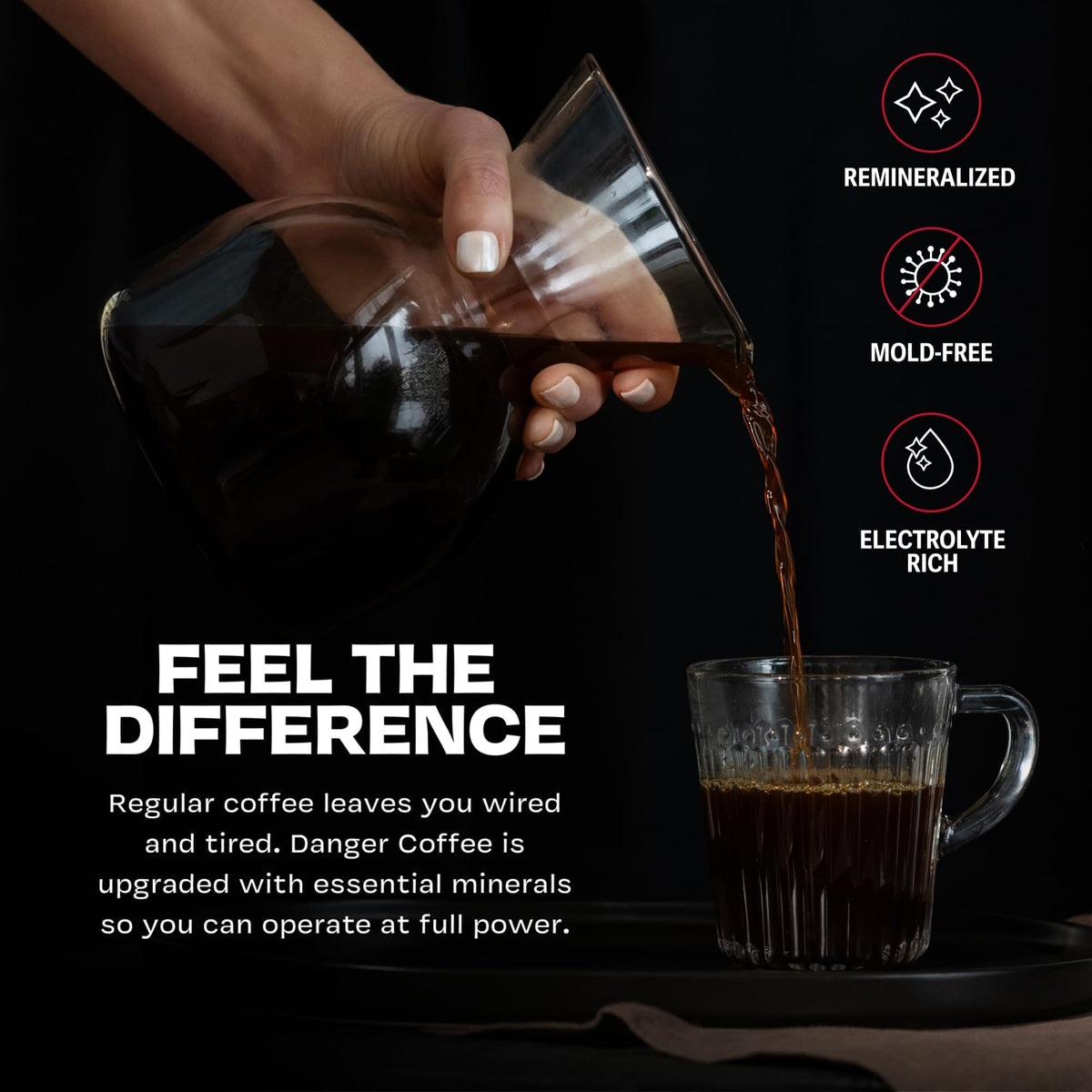 Danger Coffee by Dave Asprey — Dark Roast Ground Coffee, Remineralized & Lab Tested (10.9 oz)