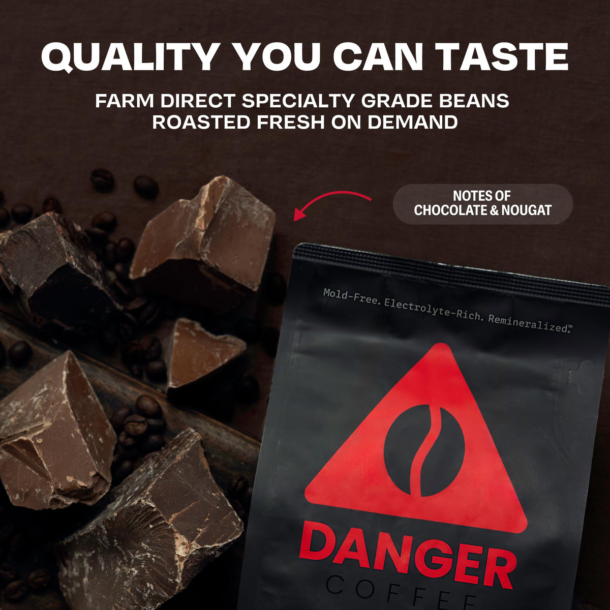 Danger Coffee by Dave Asprey – Remineralized Dark Roast Whole Bean Coffee, Mold-Free & Lab-Tested (10.9 oz)