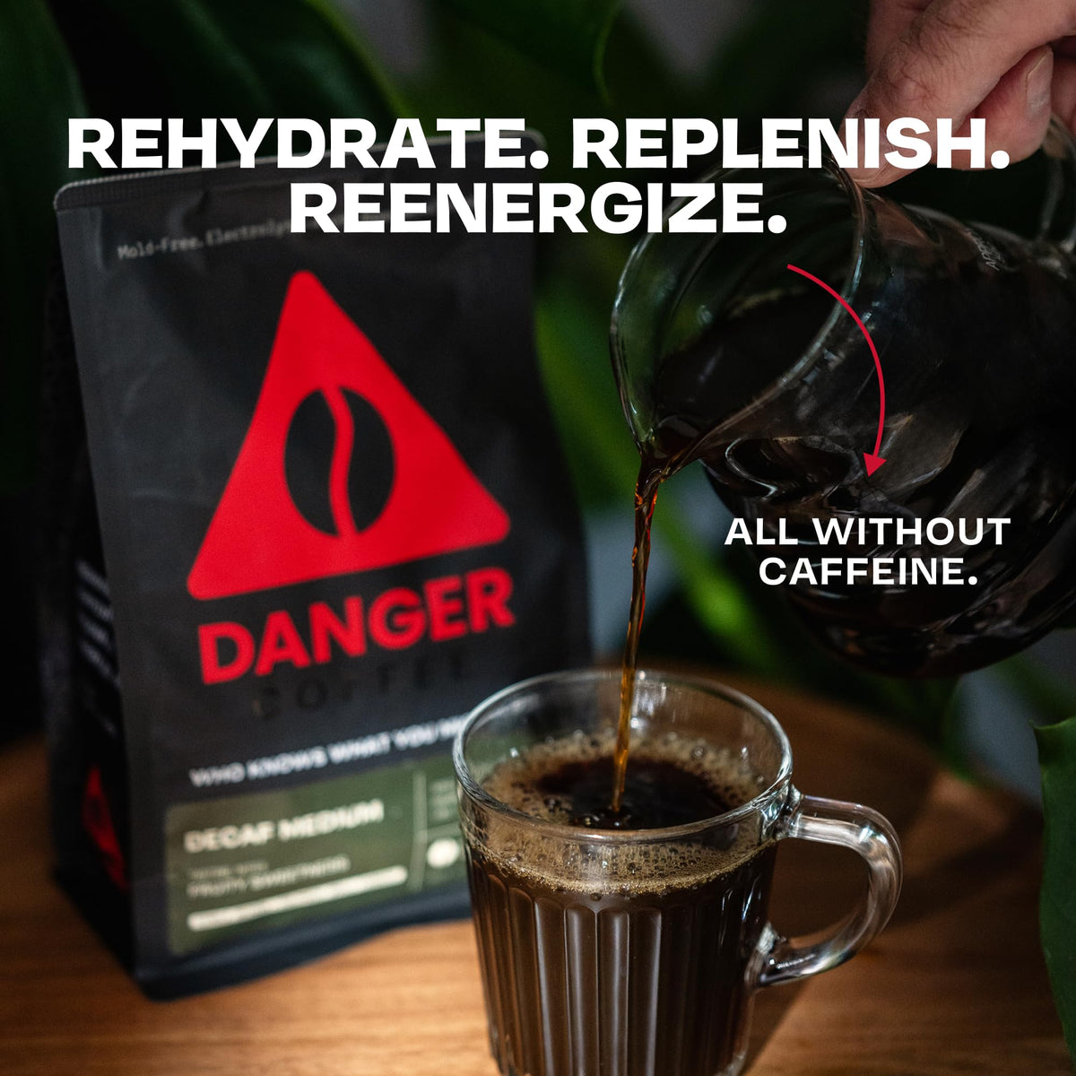 Danger Coffee by Dave Asprey — Swiss Water Decaf Ground Coffee, Medium Roast, 10.9 oz