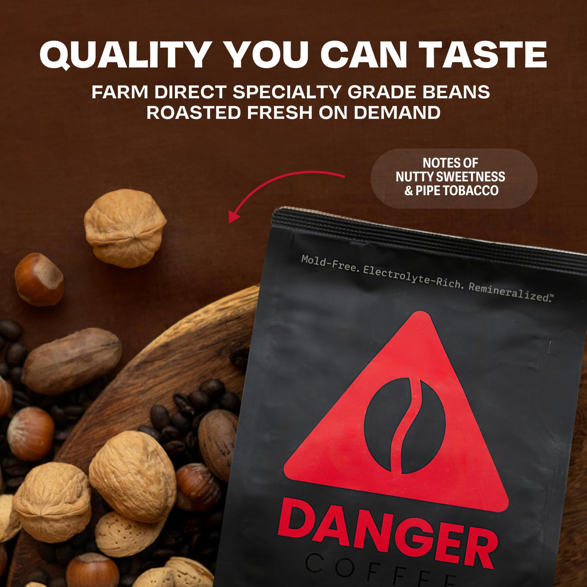 Danger Coffee by Dave Asprey — Remineralized, Mold-Free Ground Coffee, Medium Roast, 10.9 Ounce