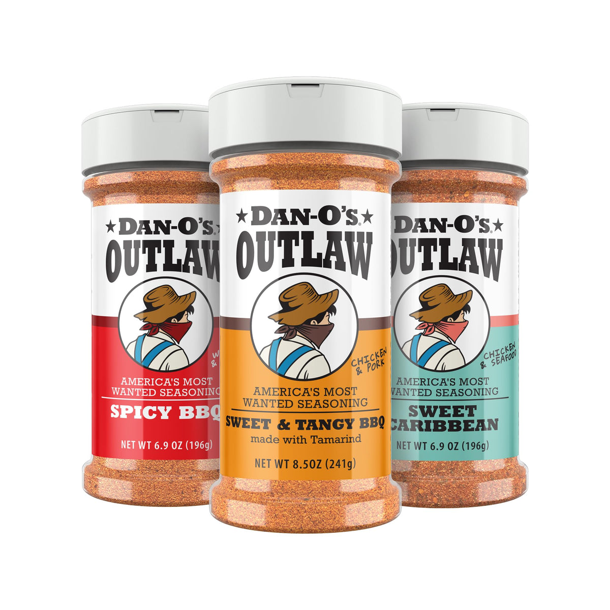 Dan-O’s Outlaw BBQ Variety Pack – 3 Bottle Set (Sweet & Tangy Tamarind, Spicy, Sweet Caribbean)