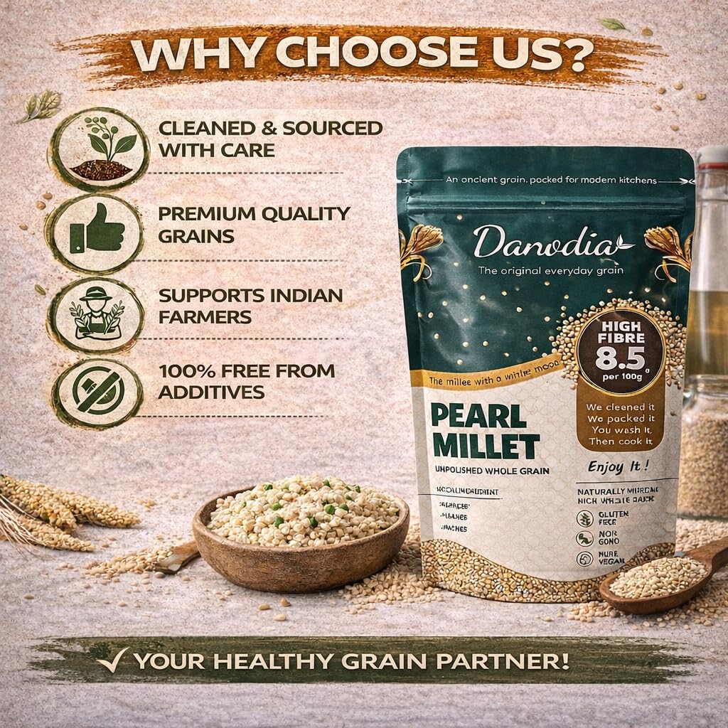 Danodia Foods Organic Pearl Millet Bajra – 2 lb (950 g) | Gluten-Free, High Fiber & Protein