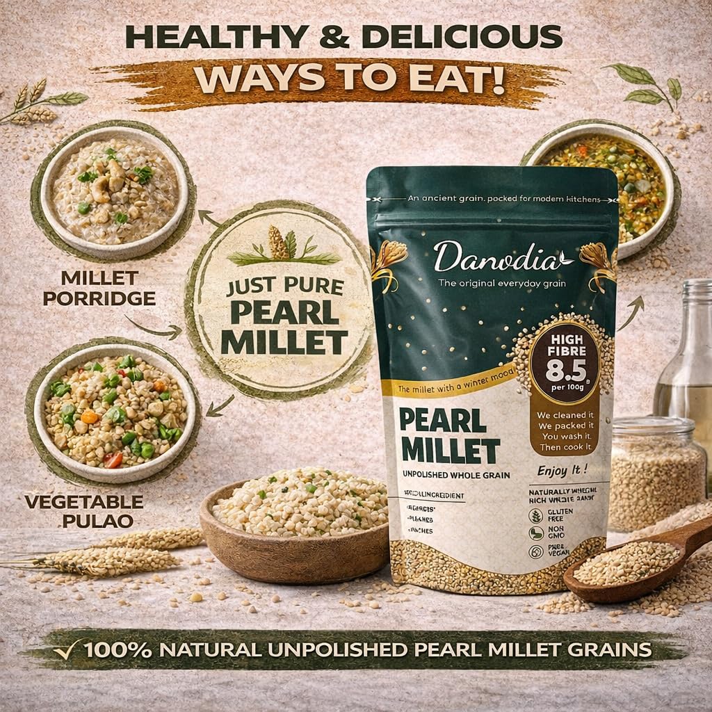 Danodia Foods Organic Pearl Millet Bajra – 2 lb (950 g) | Gluten-Free, High Fiber & Protein