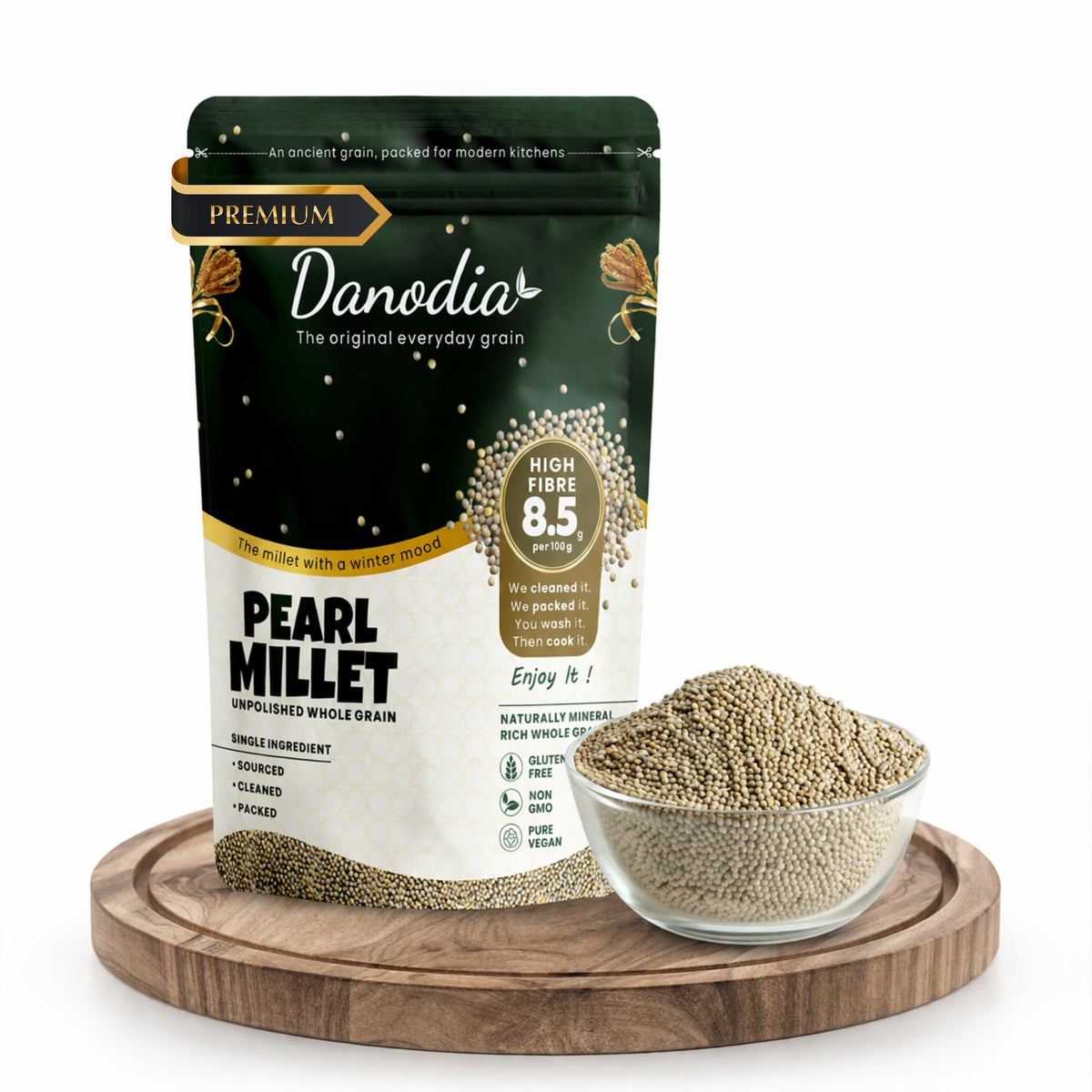 Danodia Foods Organic Pearl Millet Bajra – 2 lb (950 g) | Gluten-Free, High Fiber & Protein