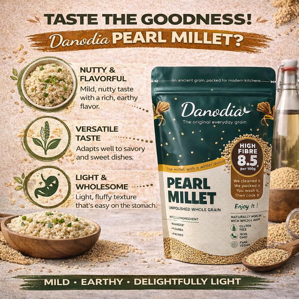 Danodia Foods Organic Pearl Millet Bajra – 2 lb (950 g) | Gluten-Free, High Fiber & Protein