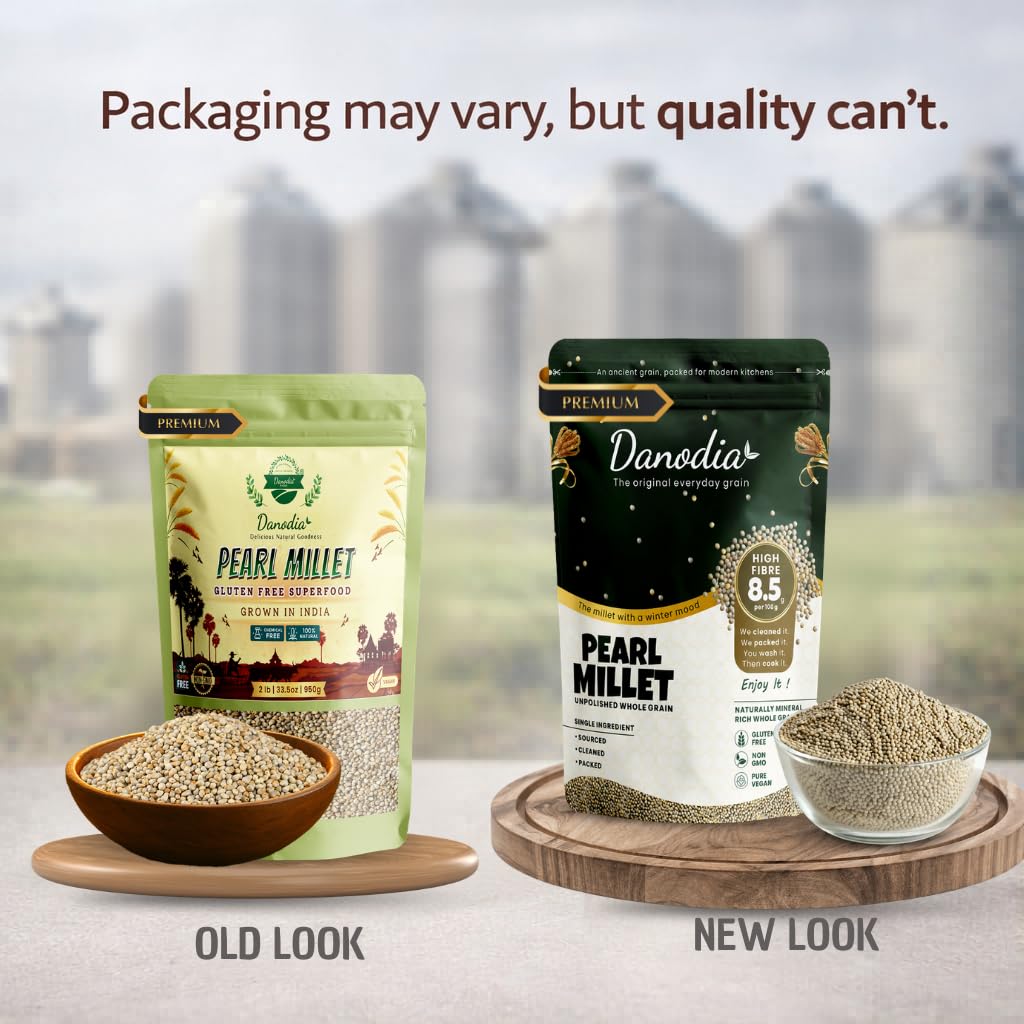 Danodia Foods Organic Pearl Millet Bajra – 2 lb (950 g) | Gluten-Free, High Fiber & Protein