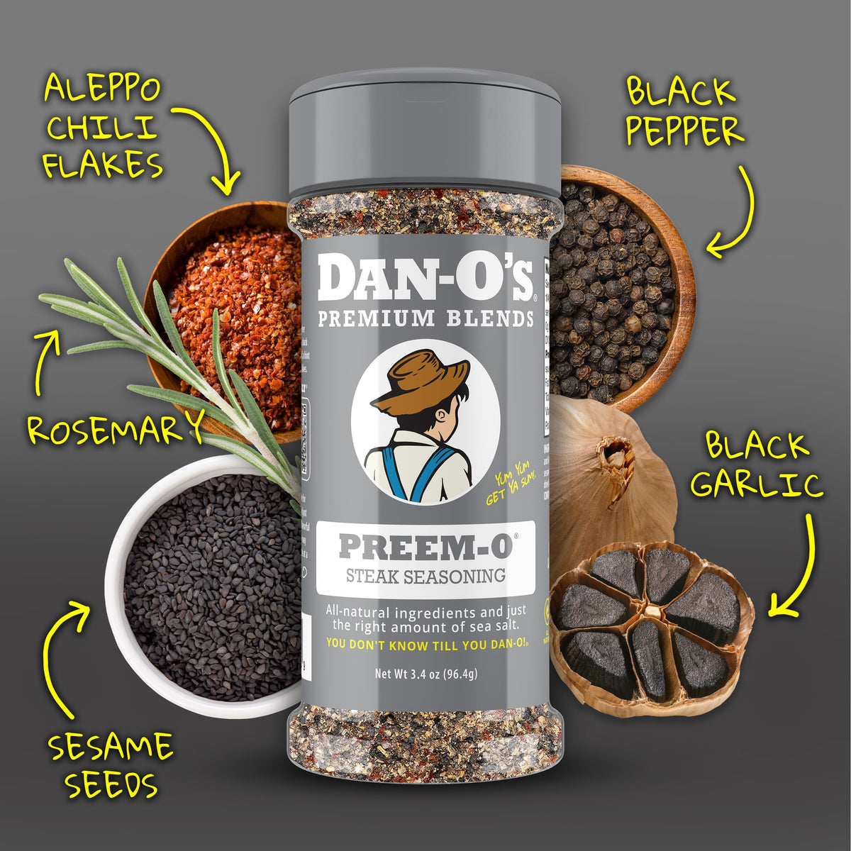 Dan-O's 4 Bottle Seasoning Set – Original, Preem-O, SEA-soning & Cajun