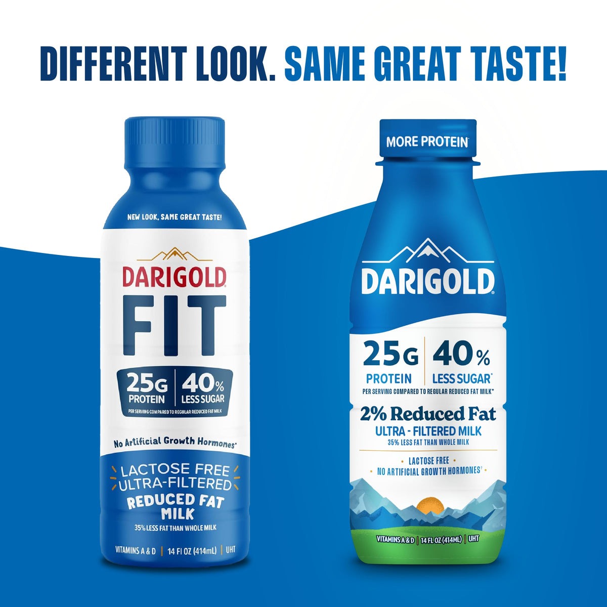 Darigold FIT High Protein Milk 2% Ultra-Filtered Lactose Free - 14g Protein Per Serving, 40% Less Sugar, 14oz Bottles (12 Pack)