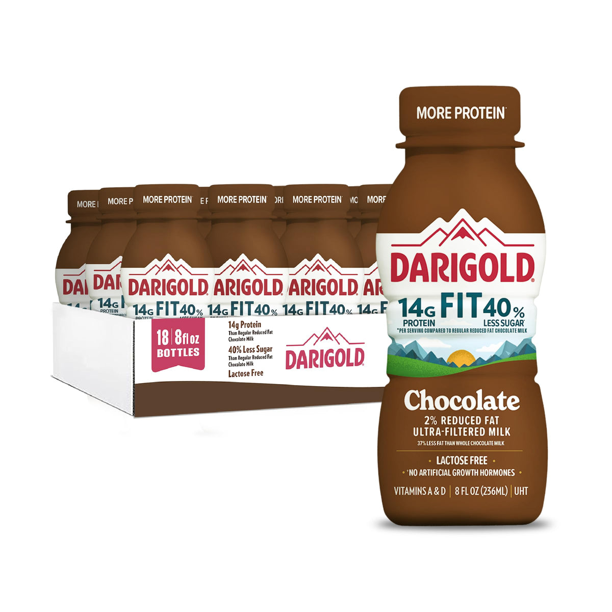 Darigold Fit Ultra-Filtered Chocolate Milk – 14g Protein, 40% Less Sugar, 8oz Bottles (18-Pack)