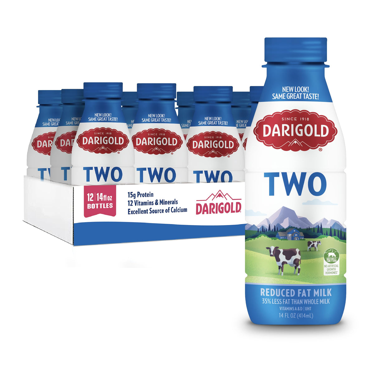 Darigold Milk 2 Percent, Shelf-Stable 14oz — 12 Pack, 15g Protein, rbST-Free